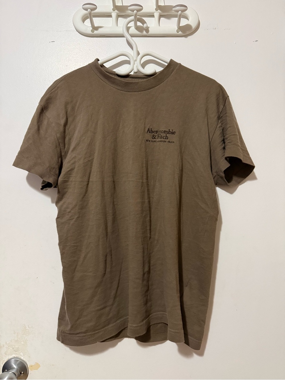 Abercrombie & Fitch Olive Brown Logo Crewneck Tee
